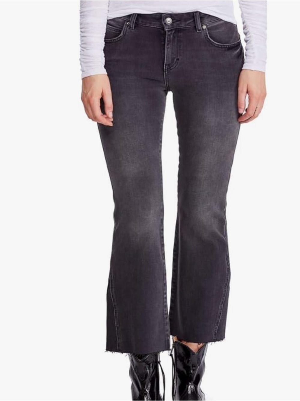 Free People Size 29 Rita Crop Frayed Flare Jeans NWT